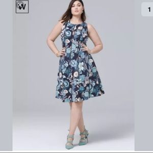 New WHBM Scuba Fit and Flare Floral Dress Plus 18W